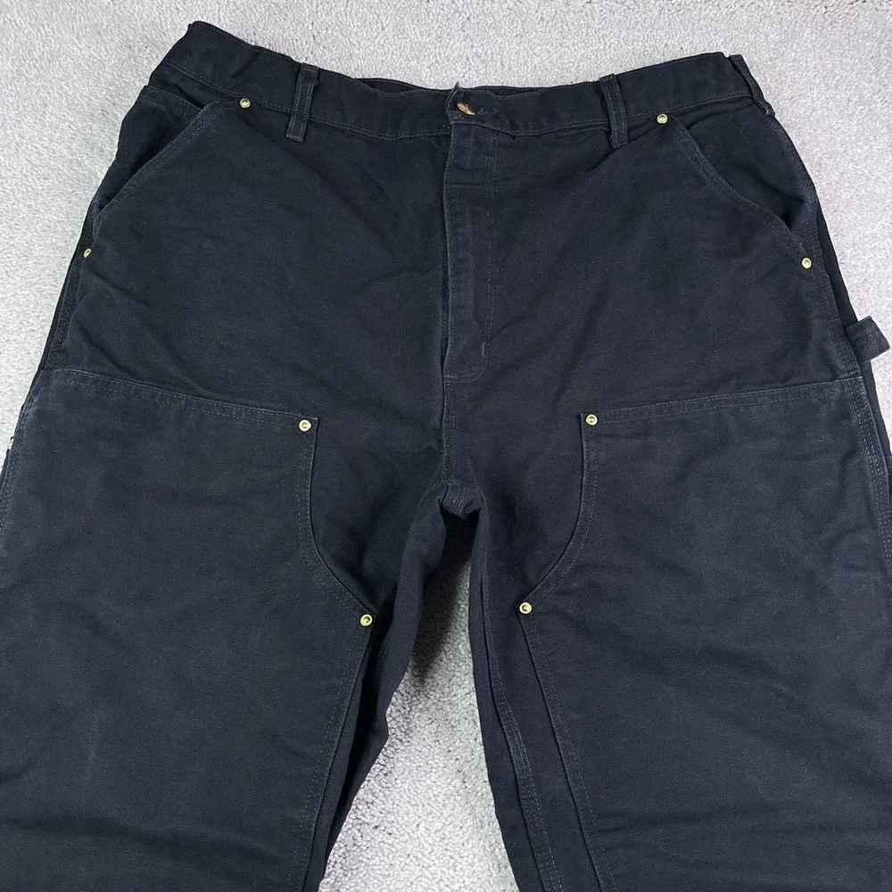 Carhartt Pants Mens 38x32 Black Loose Fit Carpenter Double Knee B01 Made‎ in USA